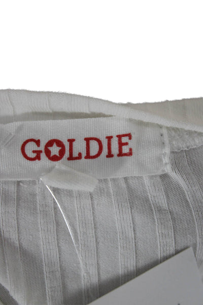Goldie Women Basic White Long Sleeve T-Shirt Round Neck Modal Size S