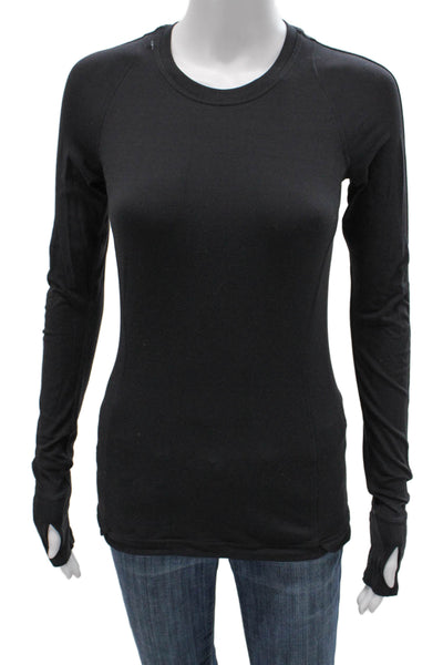 Lululemon Women Black Long Sleeve Crew Neck Pullover T-Shirt Athletic Size S