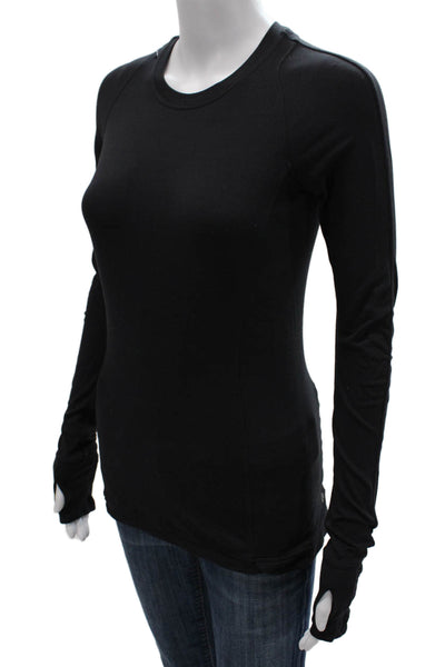 Lululemon Women Black Long Sleeve Crew Neck Pullover T-Shirt Athletic Size S