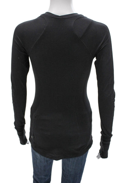 Lululemon Women Black Long Sleeve Crew Neck Pullover T-Shirt Athletic Size S