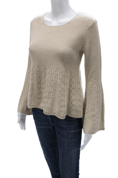 See by Chloe Womens Pullover Sweater Ivory Geometric Wool Long Sleeve Size S