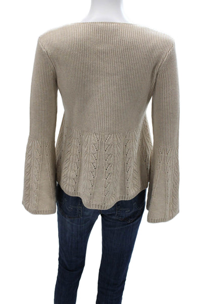 See by Chloe Womens Pullover Sweater Ivory Geometric Wool Long Sleeve Size S