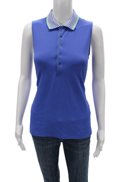 RLX Ralph Lauren Women Sleeveless Collared Polo Blue Polyester Size M