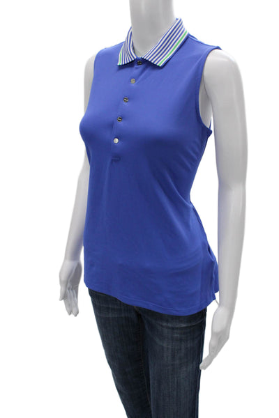 RLX Ralph Lauren Women Sleeveless Collared Polo Blue Polyester Size M