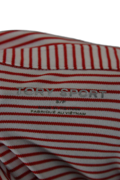 Tory Sport Women Red Striped Collared Sleeveless Polo Size S