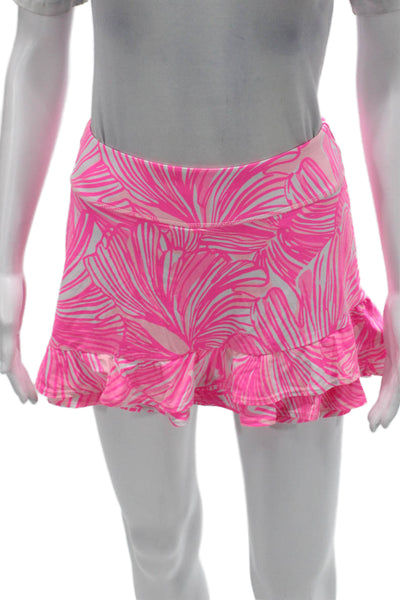 Lilly Pulitzer Women Athletic Pink Floral Meryl Nylon Mini Skort Size XS