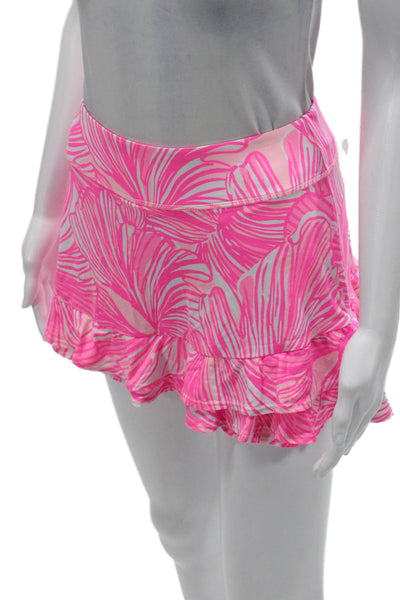 Lilly Pulitzer Women Athletic Pink Floral Meryl Nylon Mini Skort Size XS