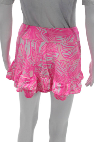Lilly Pulitzer Women Athletic Pink Floral Meryl Nylon Mini Skort Size XS