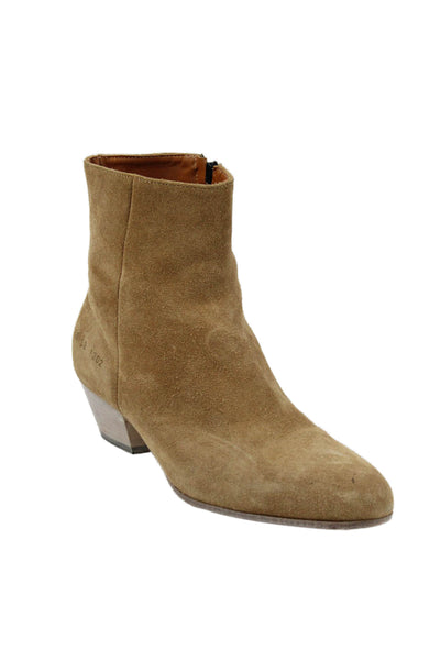 Woman by Common Projects Womens Suede Zip Up Ankle Boots Beige Size 38 8