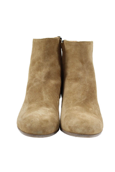 Woman by Common Projects Womens Suede Zip Up Ankle Boots Beige Size 38 8