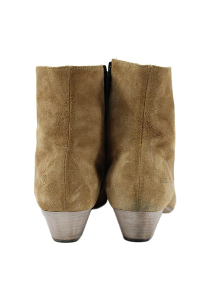 Woman by Common Projects Womens Suede Zip Up Ankle Boots Beige Size 38 8