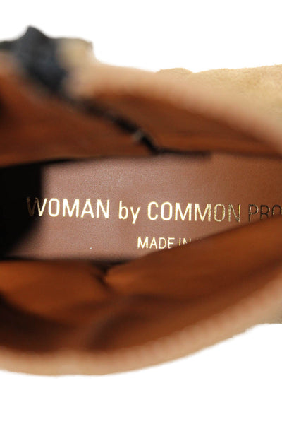 Woman by Common Projects Womens Suede Zip Up Ankle Boots Beige Size 38 8