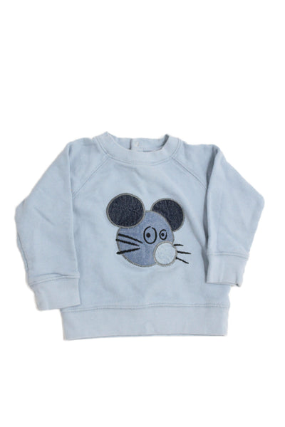 Stella McCartney Kids Boys Cotton Graphic Long Sleeve Top Blue Size 24M
