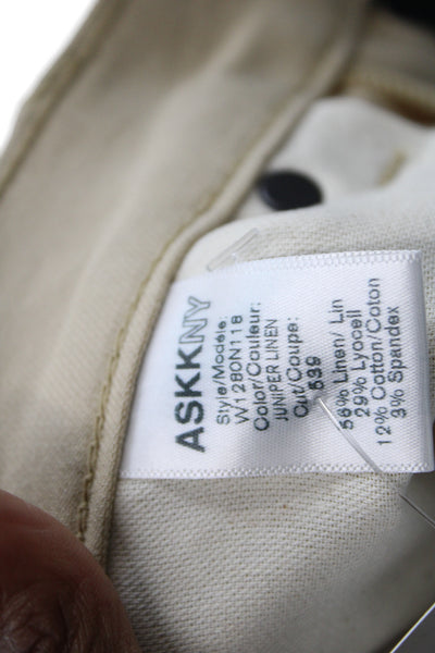 Askk NY Unisex Adults Beige Dress Pants Linen Blend Size 26