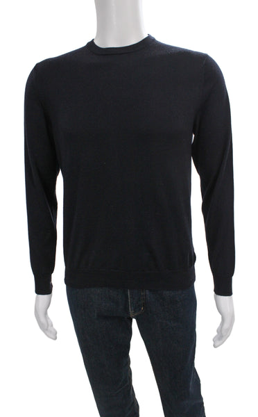 Zanone Mens Pullover Sweater Blue Crew Neck Flexwool Solid Fall Size M