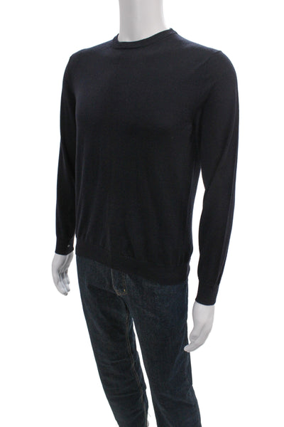 Zanone Mens Pullover Sweater Blue Crew Neck Flexwool Solid Fall Size M