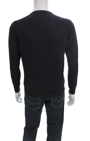 Zanone Mens Pullover Sweater Blue Crew Neck Flexwool Solid Fall Size M