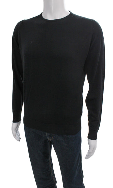 John Smedley Mens Black Crew Neck Pullover Sweater 100% Wool Size M