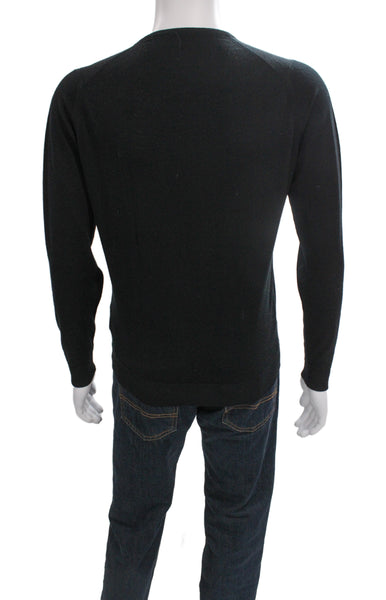 John Smedley Mens Black Crew Neck Pullover Sweater 100% Wool Size M