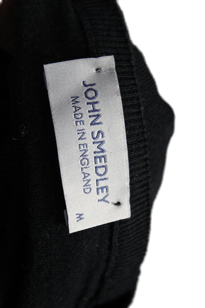 John Smedley Mens Black Crew Neck Pullover Sweater 100% Wool Size M