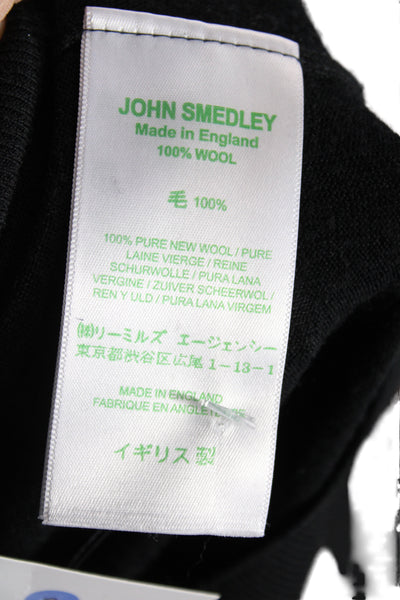 John Smedley Mens Black Crew Neck Pullover Sweater 100% Wool Size M