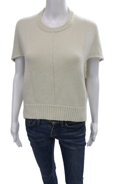 Altuzarra Womens Pullover Sweater Ivory Crew Neck Short Sleeve Size M