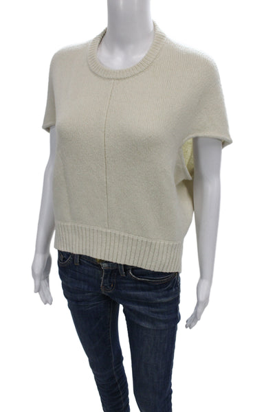 Altuzarra Womens Pullover Sweater Ivory Crew Neck Short Sleeve Size M
