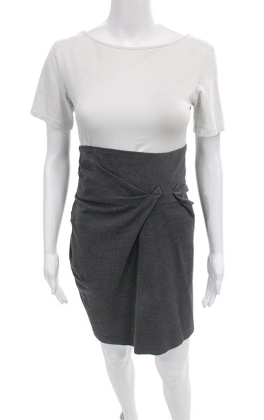 Brunello Cucinelli Womens Wrap Skirt White Cotton Knee Length Zip Size 10