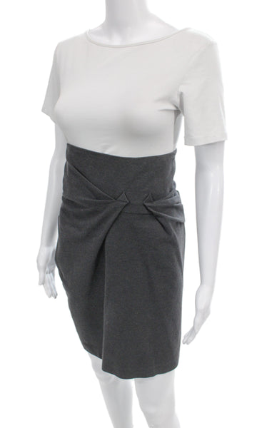 Brunello Cucinelli Womens Wrap Skirt White Cotton Knee Length Zip Size 10