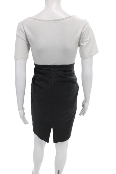 Brunello Cucinelli Womens Wrap Skirt White Cotton Knee Length Zip Size 10