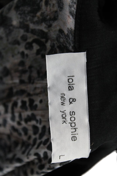 Lola & Sophie Women Tunic Multicolor Animal Print Silk Long Sleeve Size L