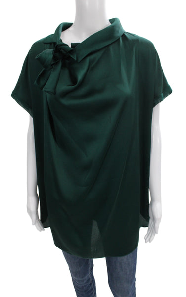 By Malene Birger Womens Green Collared Pullover Tunic Short Sleeve Size 38