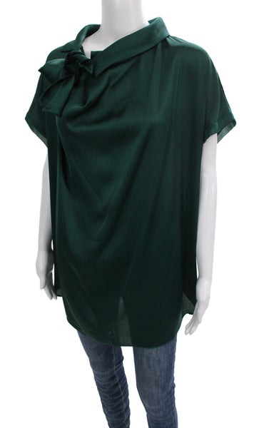 By Malene Birger Womens Green Collared Pullover Tunic Short Sleeve Size 38