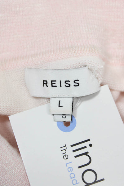 Reiss Mens Basic Collared Short Sleeve Polo Pink Viscose Size L