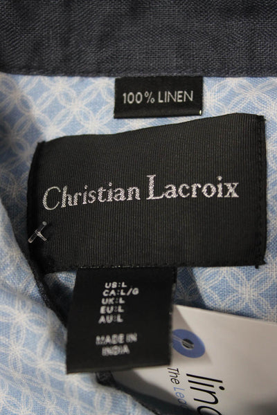 Christian Lacroix Men's Short Sleeves Button Down Geometric Print Shirt Size L