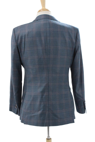 Cardinal of Canada Mens Blue Wool Plaid Sport Coat 2 Piece Button Size 40