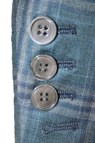 Cardinal of Canada Mens Blue Wool Plaid Sport Coat 2 Piece Button Size 40