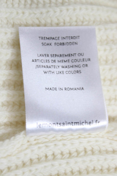 Le Mont S michel Unisex Pullover V-Neck Merino Wool Ivory Long Sleeve Size L