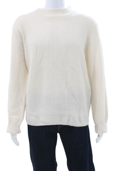 J Crew Womens 100% Cashmere Mock Neck Pullover Sweater Ivory Size L