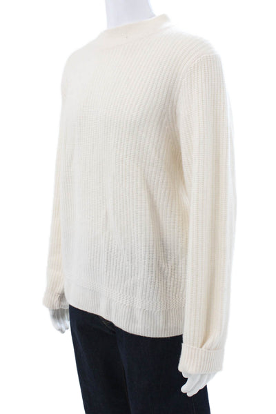 J Crew Womens 100% Cashmere Mock Neck Pullover Sweater Ivory Size L