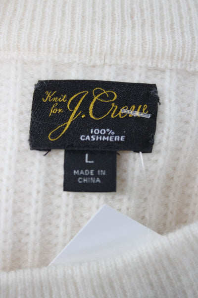 J Crew Womens 100% Cashmere Mock Neck Pullover Sweater Ivory Size L