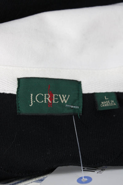 J Crew Mens Rugby Shirt Black Collared Long Sleeve Cotton Blend Size L