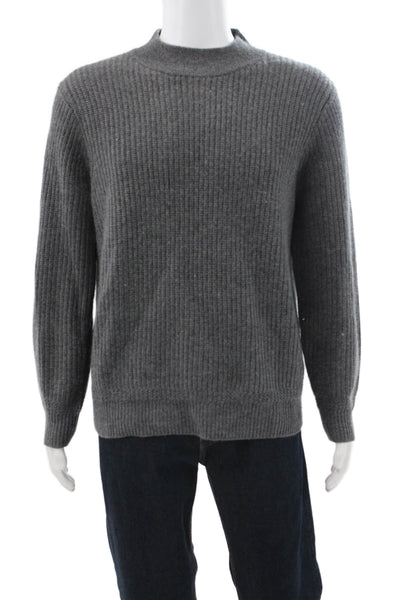 J Crew Mens Gray Cashmere Pullover Sweater High Neck Long Sleeve Size M
