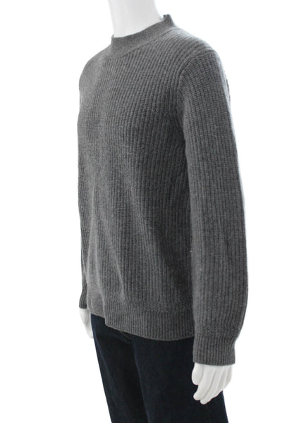 J Crew Mens Gray Cashmere Pullover Sweater High Neck Long Sleeve Size M