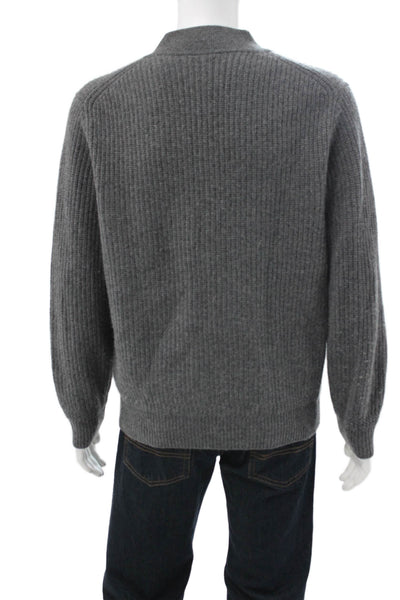 J Crew Mens Gray Cashmere Pullover Sweater High Neck Long Sleeve Size M