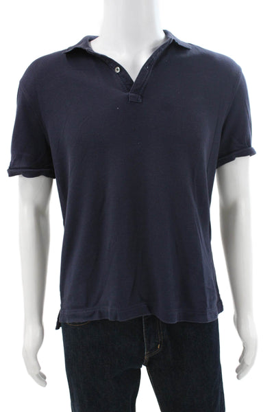 ATM Mens Blue Collared Short Sleeve Pima Cotton T-Shirt Size M