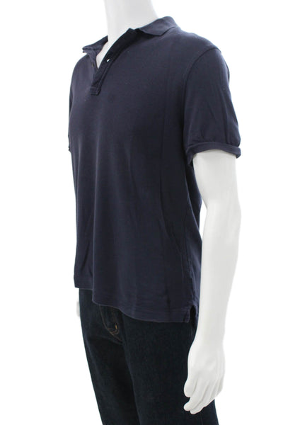 ATM Mens Blue Collared Short Sleeve Pima Cotton T-Shirt Size M