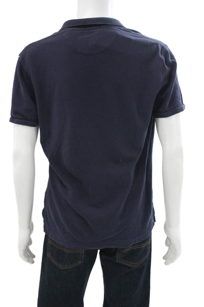 ATM Mens Blue Collared Short Sleeve Pima Cotton T-Shirt Size M