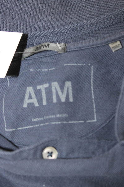 ATM Mens Blue Collared Short Sleeve Pima Cotton T-Shirt Size M