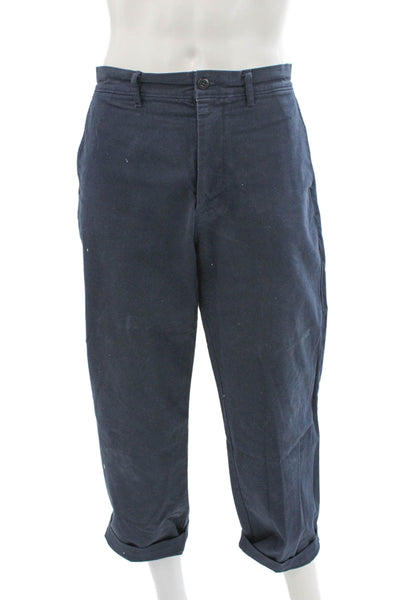 J Crew Mens Chino Pants Blue 100% Cotton Button Casual Size 33